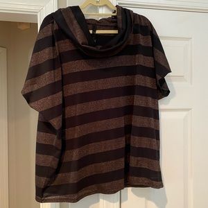 Short sleeve dressy cowl-neck top